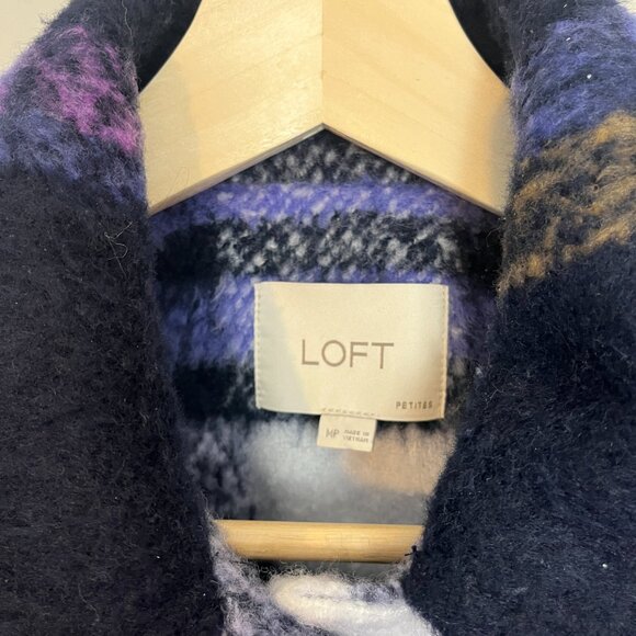 Loft Purple Plaid Jacket Size MP Medium Petite - Picture 6 of 8